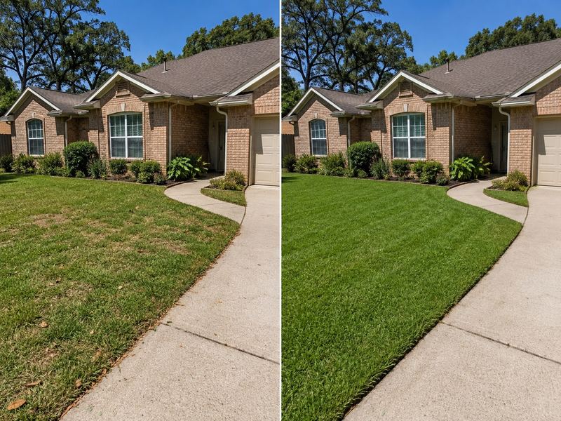 Before and after lawn mowing comparison