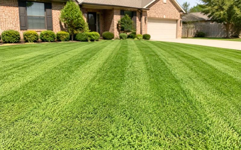 Manicured suburban front lawn